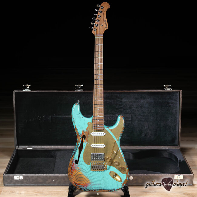 Paoletti Alfa Lounge HSS “Stratospheric” Thinline S-Style – Heavy Surfgreen