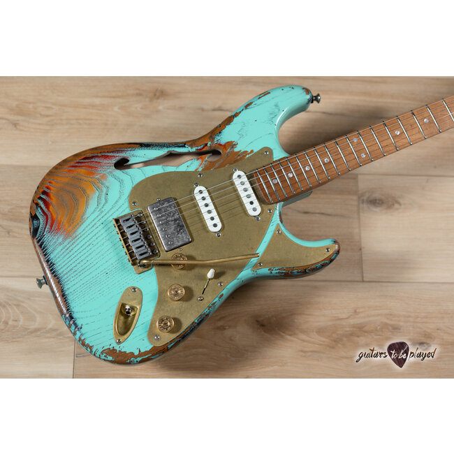 Paoletti Alfa Lounge HSS “Stratospheric” Thinline S-Style – Heavy Surfgreen