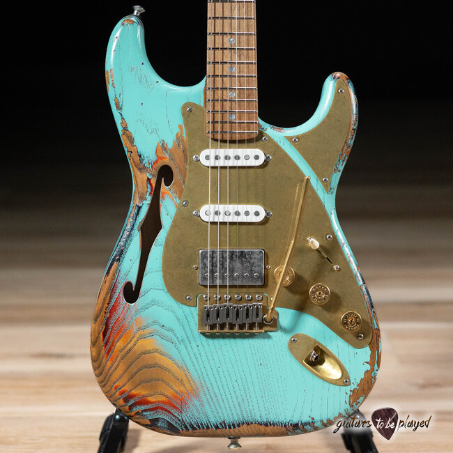 Paoletti Alfa Lounge HSS “Stratospheric” Thinline S-Style – Heavy Surfgreen