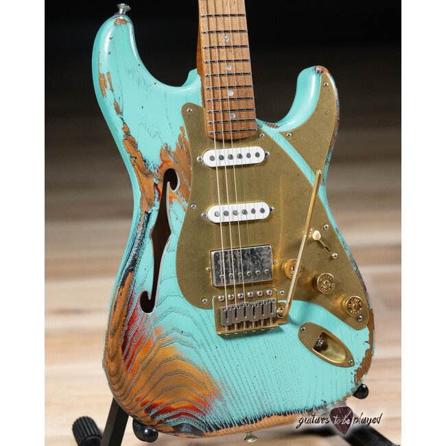 Paoletti Alfa Lounge HSS “Stratospheric” Thinline S-Style – Heavy Surfgreen