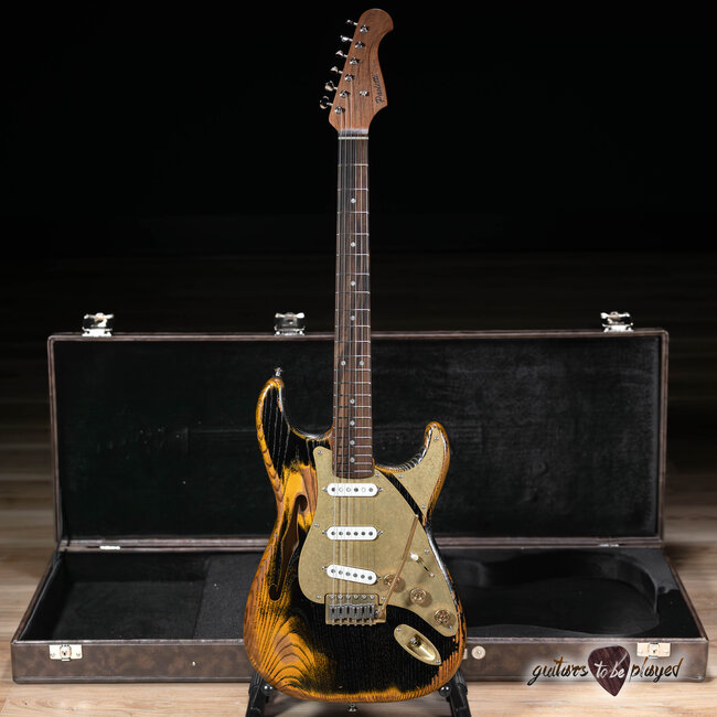 Paoletti Alfa Lounge SSS “Stratospheric” Thinline S-Style – Butterscotch Black