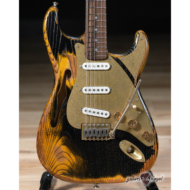 Paoletti Alfa Lounge SSS “Stratospheric” Thinline S-Style – Butterscotch Black