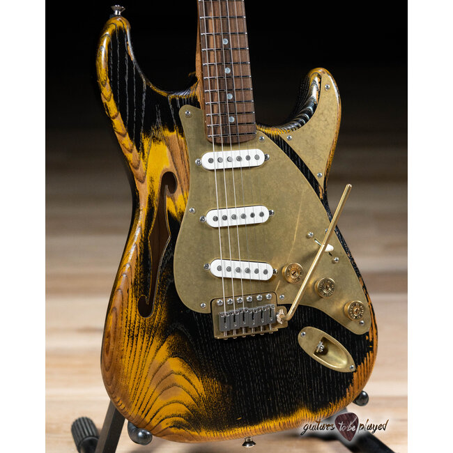 Paoletti Alfa Lounge SSS “Stratospheric” Thinline S-Style – Butterscotch Black