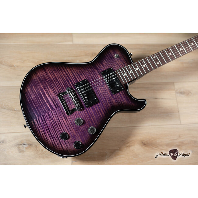 Knaggs Kenai T1 Flame Top Guitar w/ Indian Rosewood – Pinkle Gloss