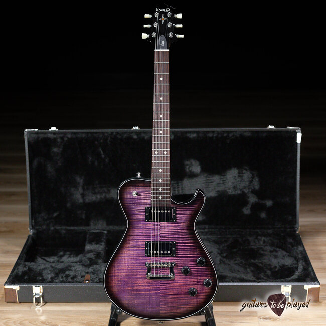 Knaggs Kenai T1 Flame Top Guitar w/ Indian Rosewood – Pinkle Gloss