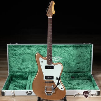 Fano Fano JM6 ADF Firemist Gold Lollar P90s TOM/Bigsby B5 Hard Case