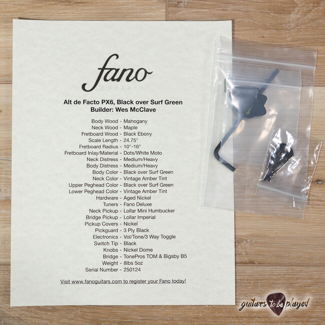 Fano PX6 Alt de Facto Lollar Mini HB/Imperial & Bigsby – Black over Surf Green