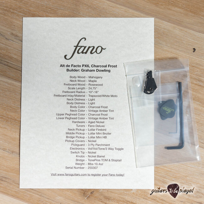 Fano PX6 Alt de Facto Lollar Firebird/Broiler/Mini HB w/ Bigsby – Charcoal Frost