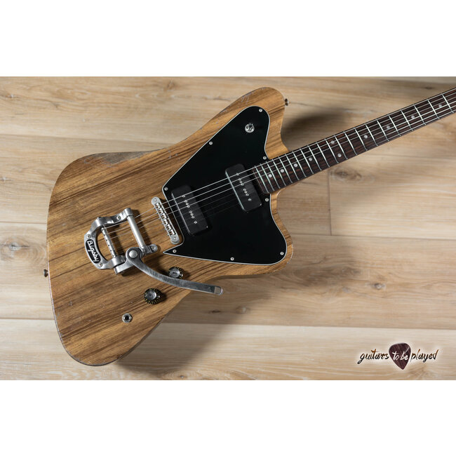 Fano PX6 Alt de Facto Black Limba Lollar P-90 Guitar w/ Bigsby & Case – Natural