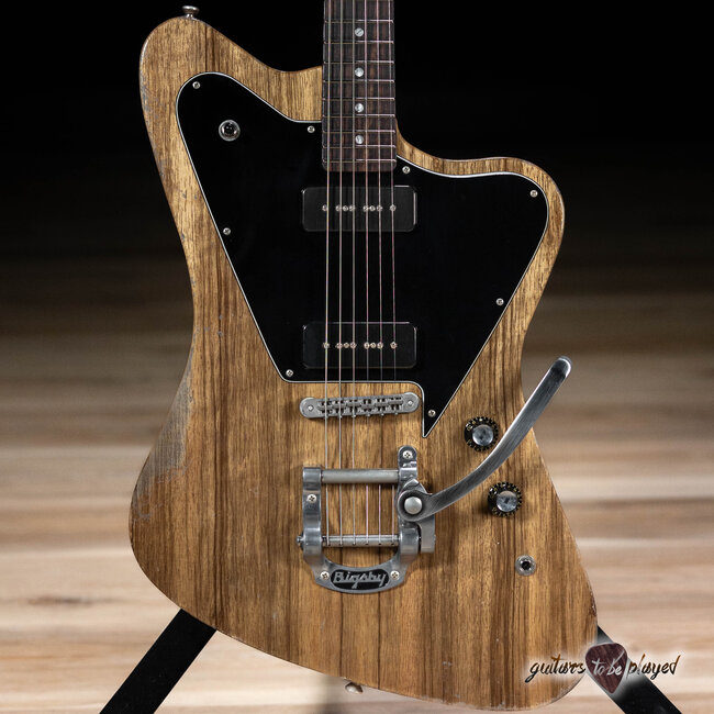 Fano PX6 Alt de Facto Black Limba Lollar P-90 Guitar w/ Bigsby & Case – Natural