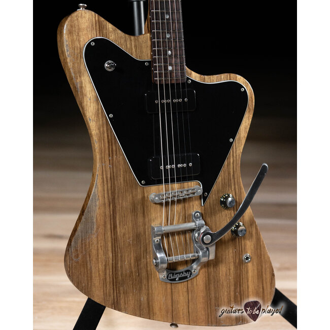 Fano PX6 Alt de Facto Black Limba Lollar P-90 Guitar w/ Bigsby & Case – Natural