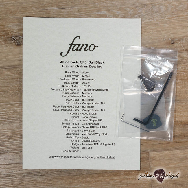 Fano SP6 Alt de Facto Lollar Staple P-90/Imperial w/ Bigsby & Case – Bull Black