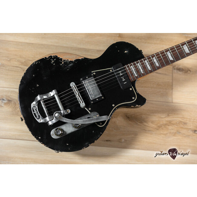Fano SP6 Alt de Facto Lollar Staple P-90/Imperial w/ Bigsby & Case – Bull Black