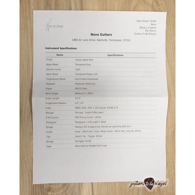 Novo Custom Serus J Guitar w/ Fralin P-90s – Candy Apple Red