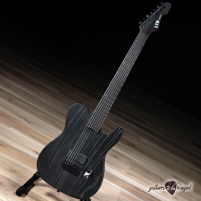 ESP LTD TE-1007 Baritone Swamp Ash Guitar – Black Blast