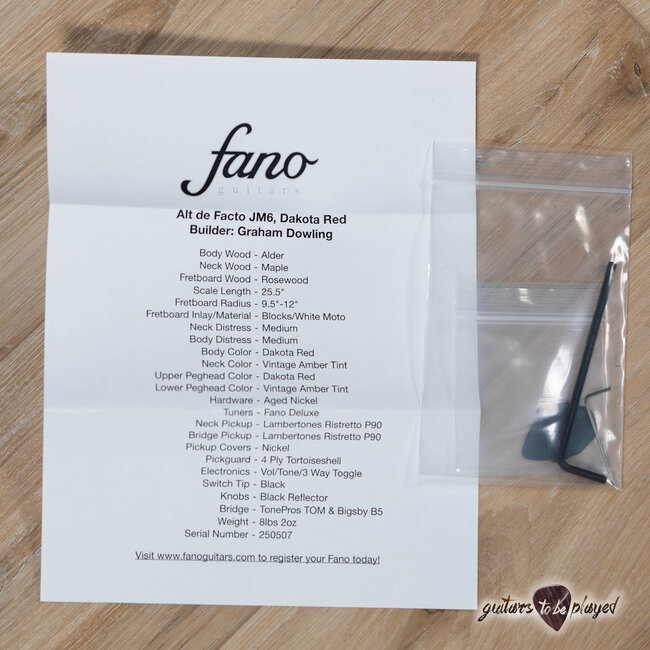 Fano JM6 Alt de Facto Left-Handed Lambertones Ristrettos w/ Bigsby – Dakota Red