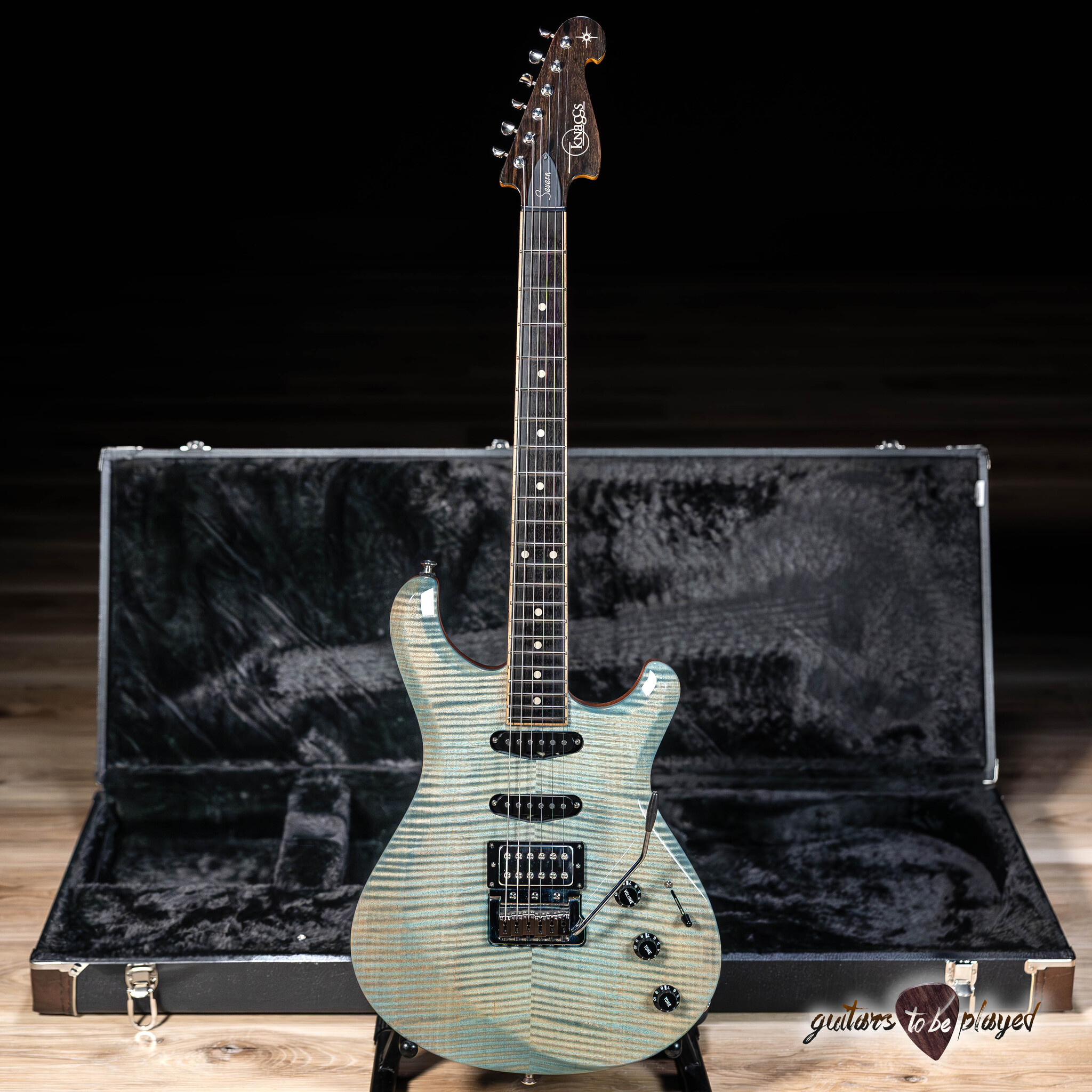 ギター KnaggsGuitars SevernX Trem #1398 2023 Knaggs Severn Flame Maple Top HSS Trem Ebony Bare Knuckle Fralin