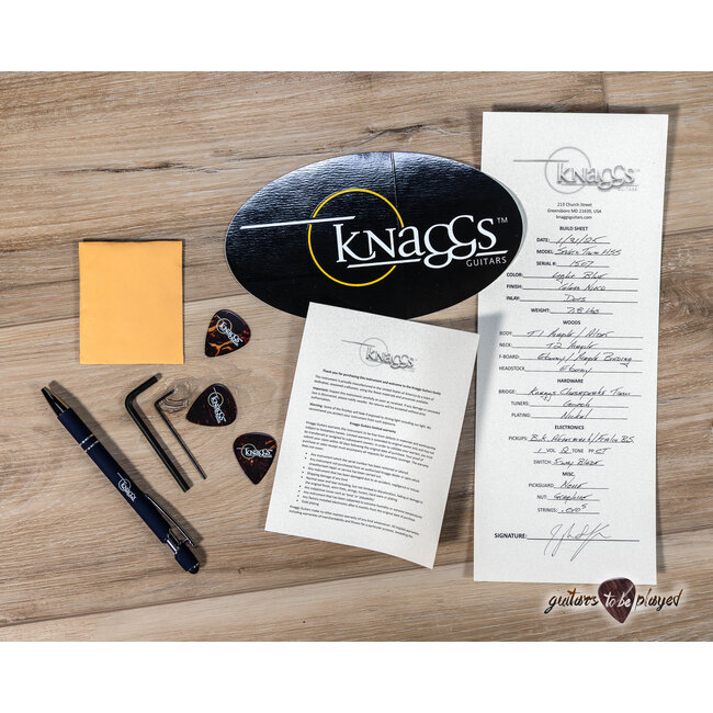 Knaggs Severn T1 Flame Maple Top HSS Trem Ebony Board Bare Knuckle Fralin – Blue