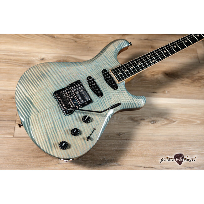 Knaggs Severn T1 Flame Maple Top HSS Trem Ebony Board Bare Knuckle Fralin – Blue
