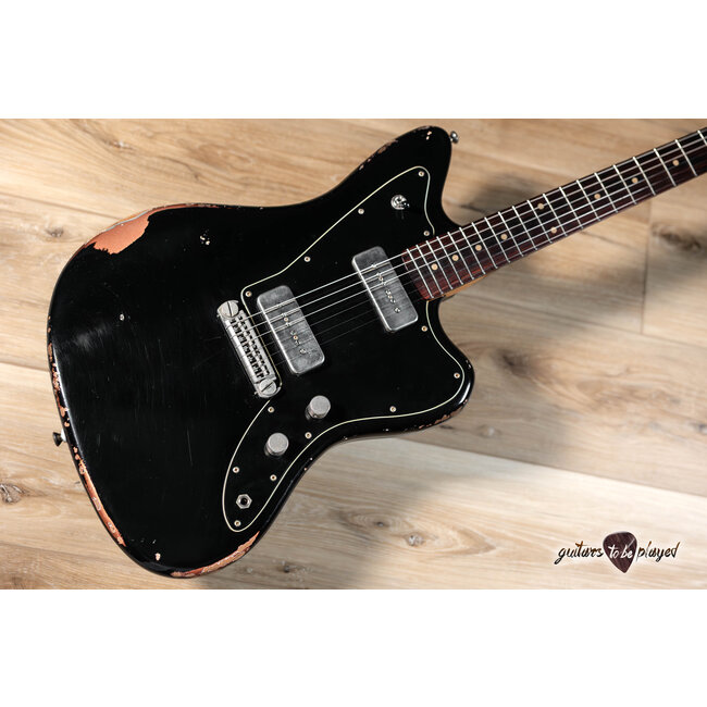 Fano JM6 Alt de Facto Lollar P-90 Wraptail Guitar – Black over Copper