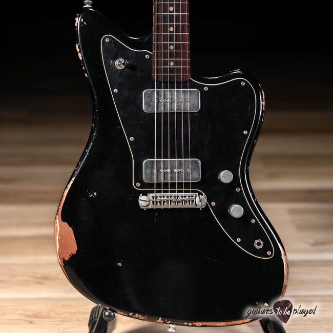 Fano JM6 Alt de Facto Lollar P-90 Wraptail Guitar – Black over Copper