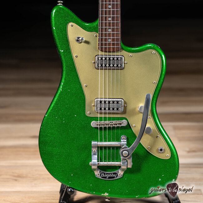 Fano JM6 Alt de Facto TV Jones PowerTron Guitar w/ Bigsby – Candy Green Sparkle