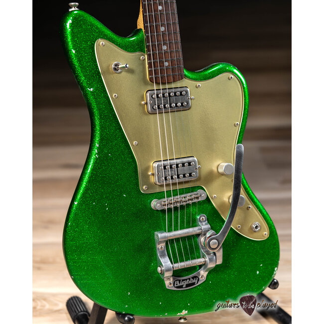 Fano JM6 Alt de Facto TV Jones PowerTron Guitar w/ Bigsby – Candy Green Sparkle