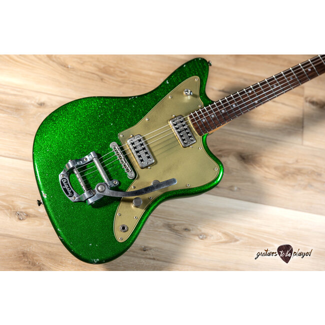 Fano JM6 Alt de Facto TV Jones PowerTron Guitar w/ Bigsby – Candy Green Sparkle