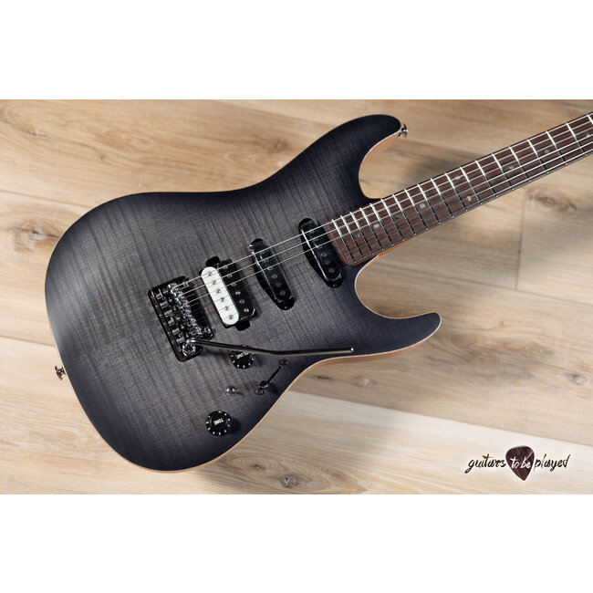 Ibanez TQM2 Tom Quayle Signature Guitar w/ Case – Charcoal Black Burst Flat