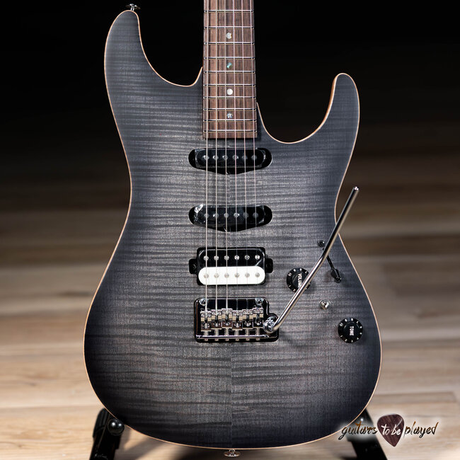 Ibanez TQM2 Tom Quayle Signature Guitar w/ Case – Charcoal Black Burst Flat