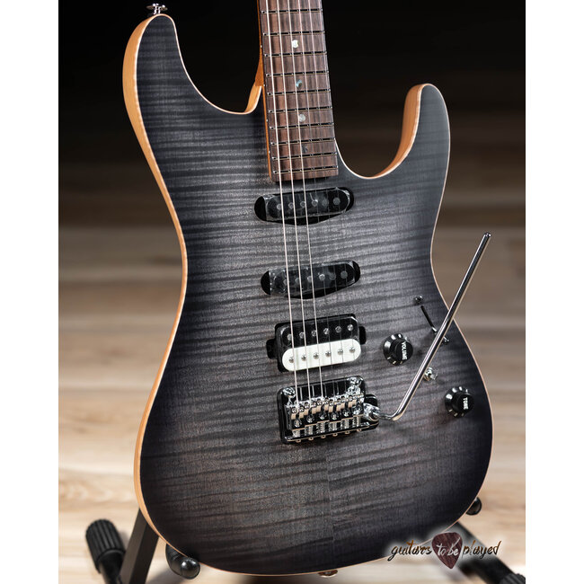Ibanez TQM2 Tom Quayle Signature Guitar w/ Case – Charcoal Black Burst Flat