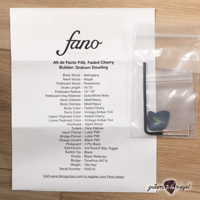Fano PX6 Alt de Facto Mahogany Wraptail Guitar w/ Lollar P-90s – Faded Cherry