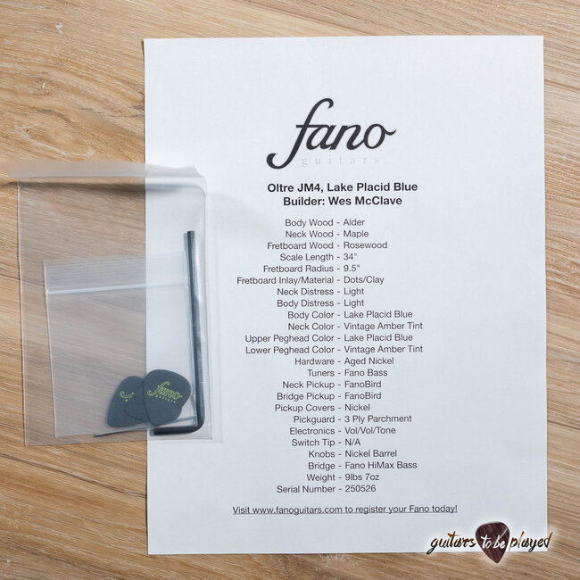 Fano JM4 Oltre Electric Bass w/ Gigbag – Lake Placid Blue