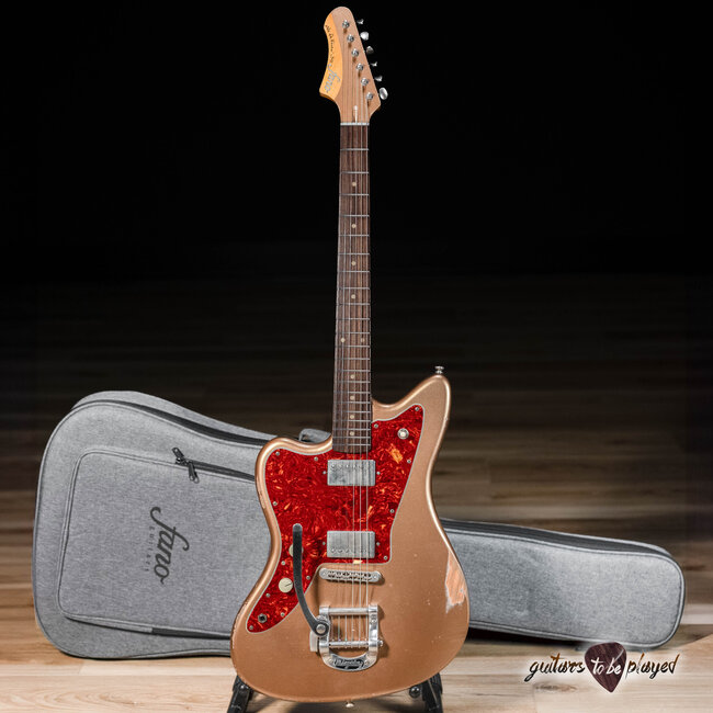Fano JM6 Alt de Facto Left-Handed Lambertones Crema Bigsby Guitar –Firemist Gold