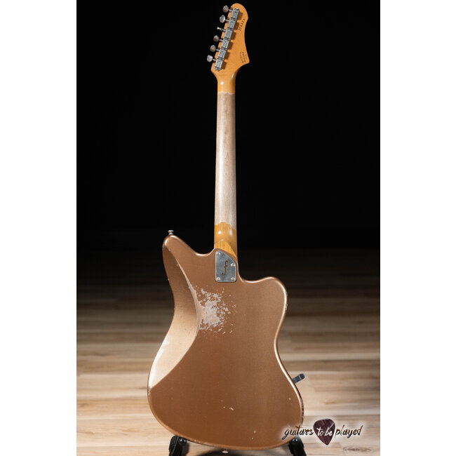 Fano JM6 Alt de Facto Left-Handed Lambertones Crema Bigsby Guitar –Firemist Gold