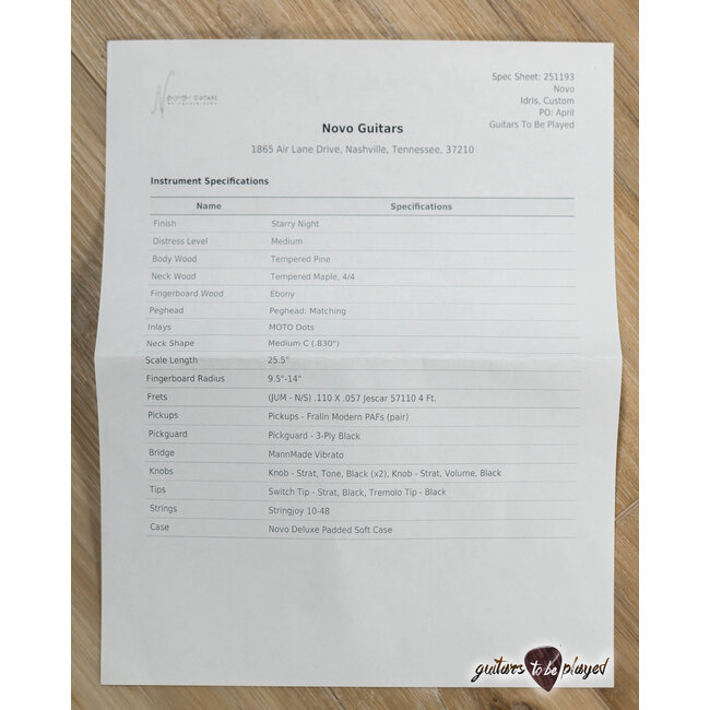 Novo Custom Idris H2 w/ Fralin Modern PAF’s – Starry Night
