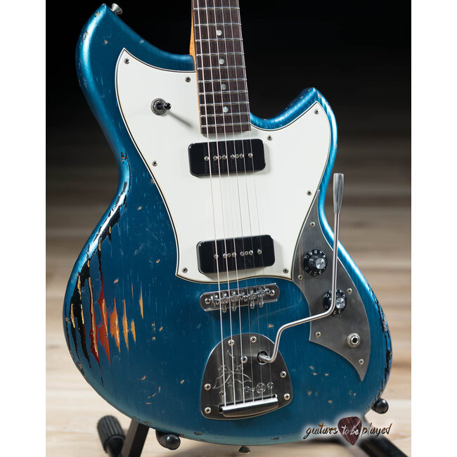 Novo Dealer Limited Nucleus Serus J Guitar – Lake Placid Blue over 3-Tone Burst