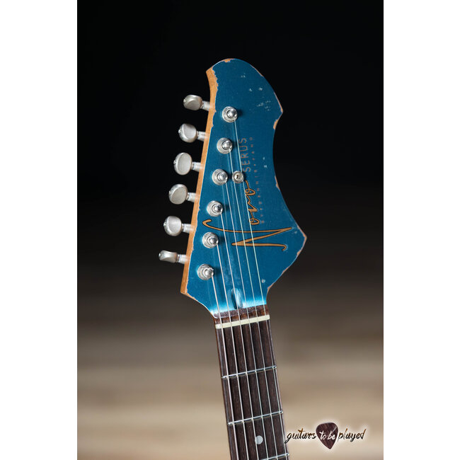 Novo Dealer Limited Nucleus Serus J Guitar – Lake Placid Blue over 3-Tone Burst