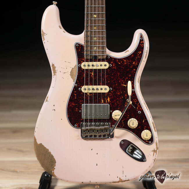 Shabat Lynx HSS Alder S-Style w/ Flame Roasted Maple & Rosewood – Shell Pink