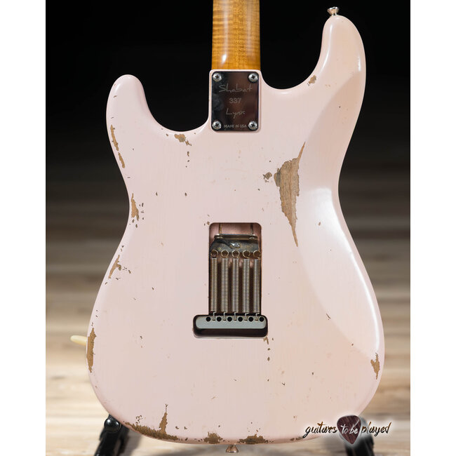 Shabat Lynx HSS Alder S-Style w/ Flame Roasted Maple & Rosewood – Shell Pink