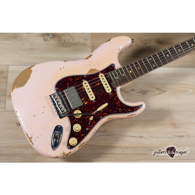 Shabat Lynx HSS Alder S-Style w/ Flame Roasted Maple & Rosewood – Shell Pink
