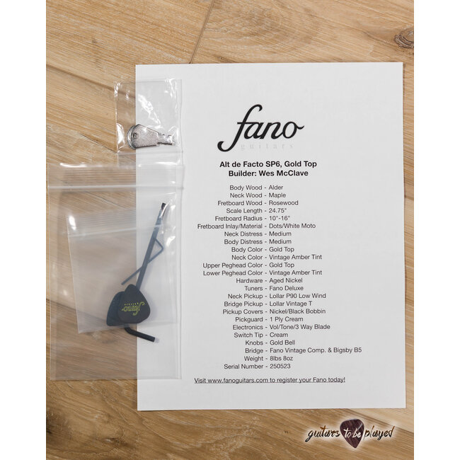 Fano SP6 ADF Gold Top Lollar Low-Wind P90/Vintage T Comp Bridge with Bigsby B5 & Hard Case