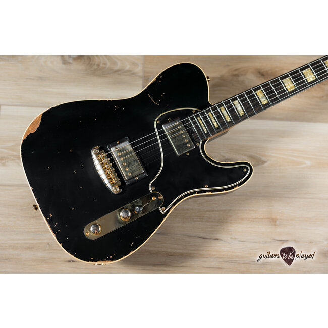 Shabat Lion Special Mahogany T-Style Guitar w/ Lollar Imperials – Black