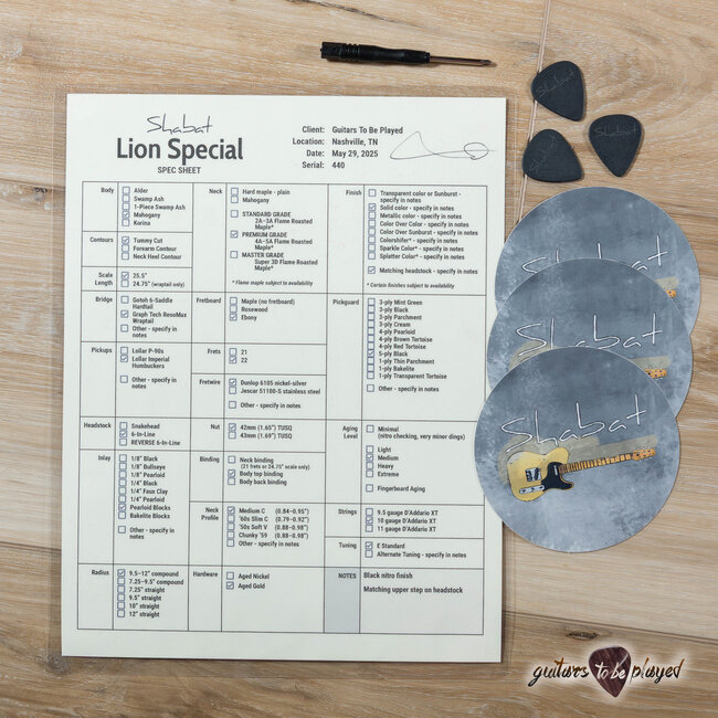 Shabat Lion Special Mahogany T-Style Guitar w/ Lollar Imperials – Black