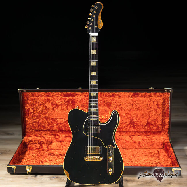 Shabat Lion Special Mahogany T-Style Guitar w/ Lollar Imperials – Black