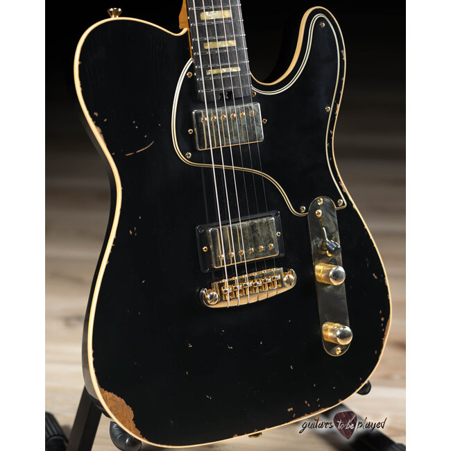 Shabat Lion Special Mahogany T-Style Guitar w/ Lollar Imperials – Black