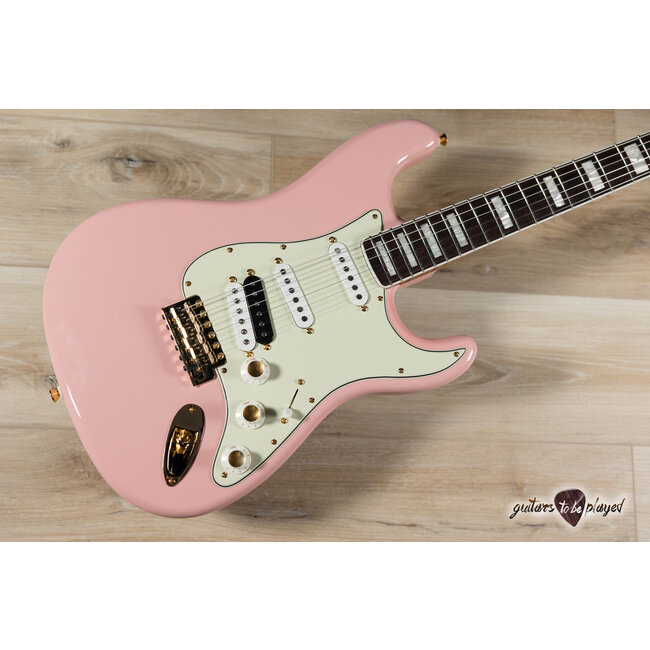 Shelton SkyFlite IV Swamp Ash w/ Porter Pickups, Flame Maple & RW – Shell Pink