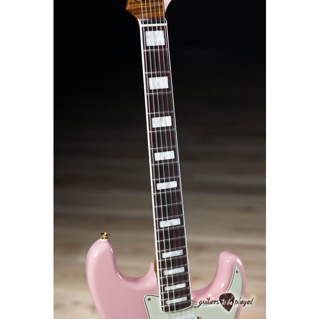Shelton SkyFlite IV Swamp Ash w/ Porter Pickups, Flame Maple & RW – Shell Pink