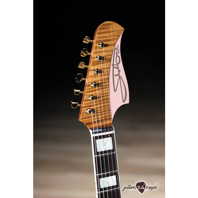 Shelton SkyFlite IV Swamp Ash w/ Porter Pickups, Flame Maple & RW – Shell Pink