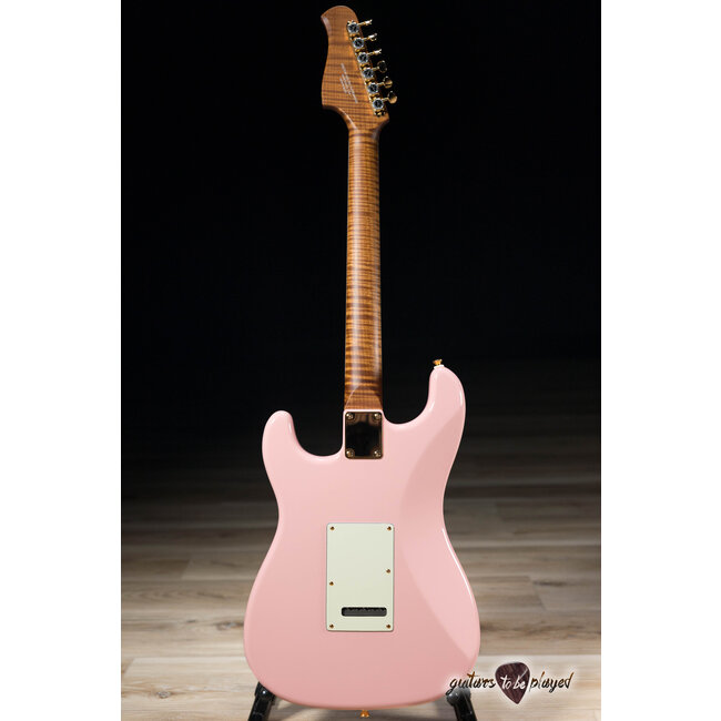 Shelton SkyFlite IV Swamp Ash w/ Porter Pickups, Flame Maple & RW – Shell Pink